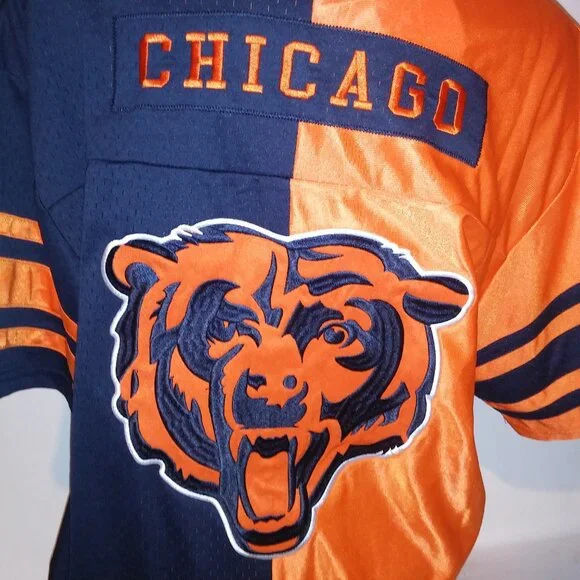 Chicago Bears Jersey NFL Football Mens Navy Blue Orange 50/50 Short Sleeve Crew - Picture 16 of 16